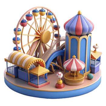 impressive creative 3D Render Amusement Park Illustration 4K png