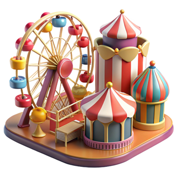 elegant modern Amusement Park Fun 3D Illustration high quality png