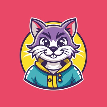 Illustration of a Stylish and Minimalist Cat Mascot Emblem vector