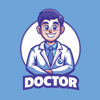 Cartoon Style Mascot Logo Featuring a Friendly Doctor vector
