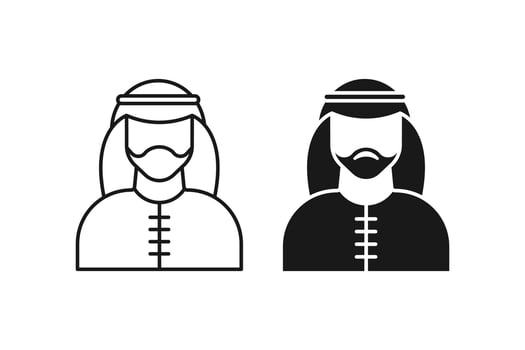 Arab man icon in traditional islamic clothes. illustration. vector