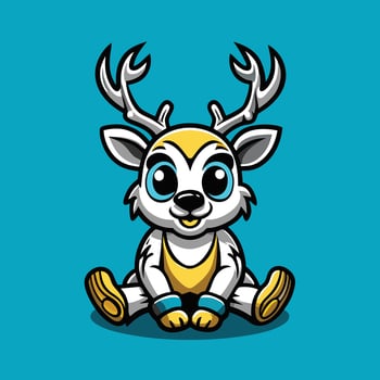 Cute and Cartoonish Mascot Character of a Sitting Deer Logo vector