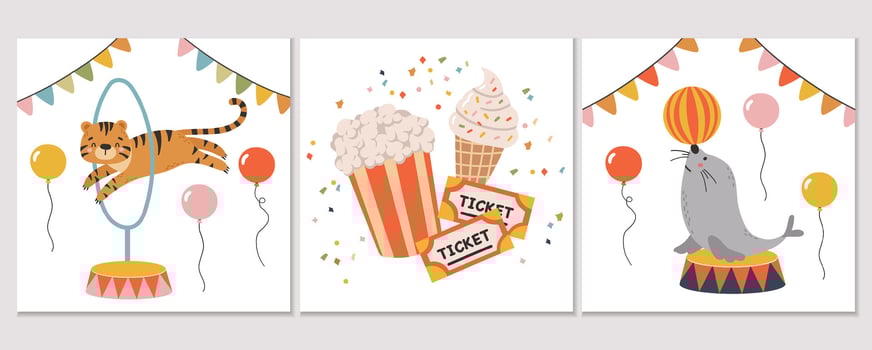 Circus animals clipart, Circus set collection , Cute animals, Carnaval clipart, tiger vector