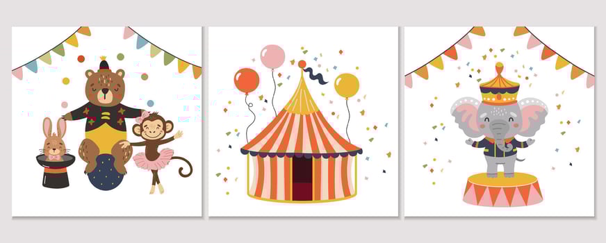 Circus animals clipart, Circus set collection , Cute animals, Carnaval clipart, art vector