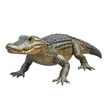 Juvenile Alligator Posing Isolated on Transparent Background. png