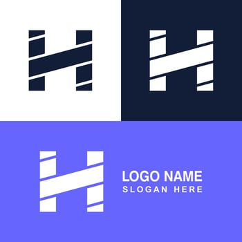 H logo template with stripes. vector