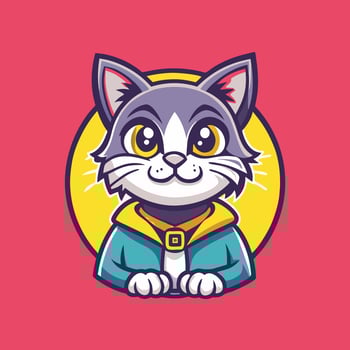 Mascot Cartoon Styled Logo Template Featuring a Cat vector