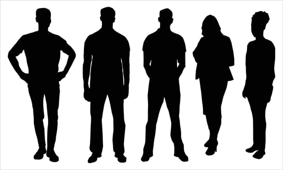 Business people silhouette.a group of men and women stand on a white background vector