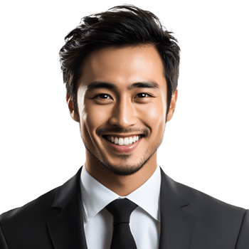 A smiling man in a suit and tie png