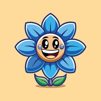 A Joyful Purple Bloom with a Smiley Face vector