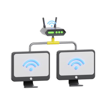 Dual Devices Connected with WiFi Router png