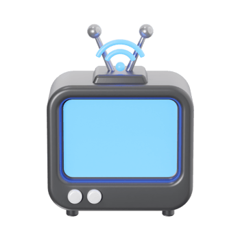 Retro TV with Wireless Antenna and Signal Icon png
