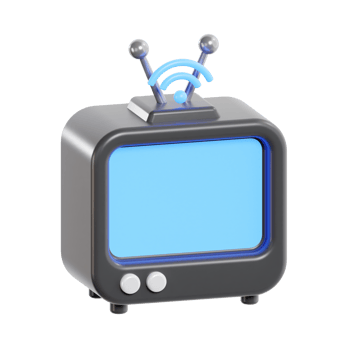TV with Antenna and Blue Wireless Connection png