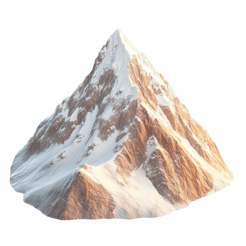 Snow capped mountain peak Isolated on Transparent Background. png