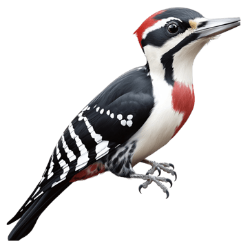 Red headed woodpecker bird perched on branch on png