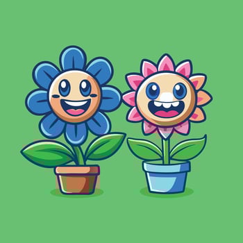 Adorable Pink Flower with a Joyous Expression vector