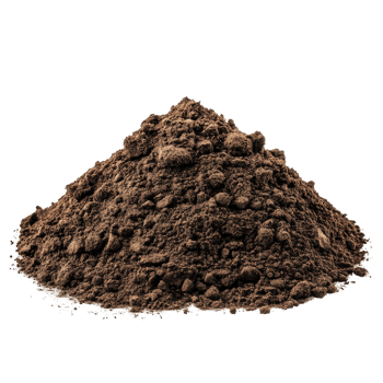 A pile of rich, dark soil isolated on a transparent background, perfect for gardening and agriculture projects, pile of soil isolated on transparent background png
