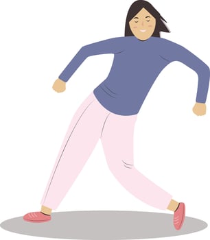 Street Dancer Woman Cartoon Character on White Background vector