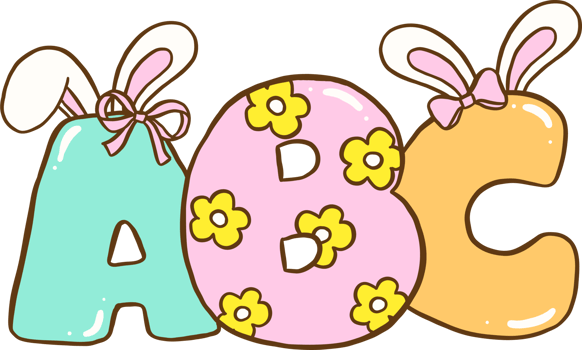 Easter School Colorful ABC Letters with Bunny Ears png