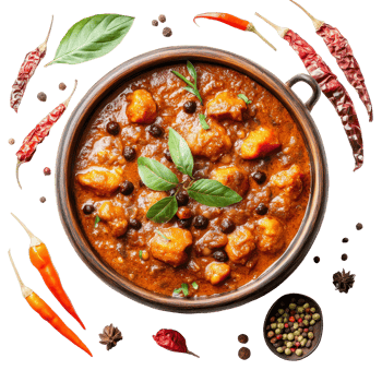 Delicious traditional Indian curry dish served with spices on a transparent background, Traditional Indian Curry Dish on transparent background png