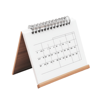 Table calendar for September displayed with a simple stand on a clean transparent background, table calendar 2023 september isolated on transparent background png