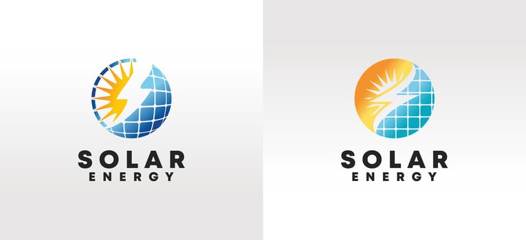 Solar panel energy logo design with electricity symbol vector
