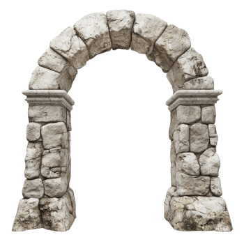 Ancient stone archway against a transparent background showcasing timeless architectural beauty, Ancient Stone Archway transparent background png