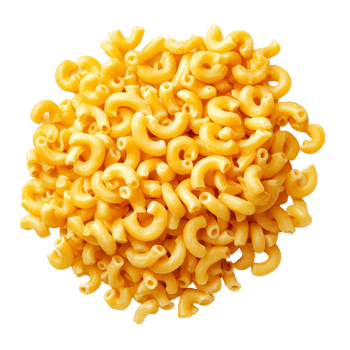 Dried elbow macaroni arranged on a plain transparent background for cooking and recipe inspiration, dry macaroni on transparent background png