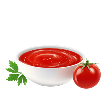 Fresh tomato sauce with ripe tomato and parsley on a clean transparent background, perfect for culinary use, Tomato sauce and tomato on transparent background png