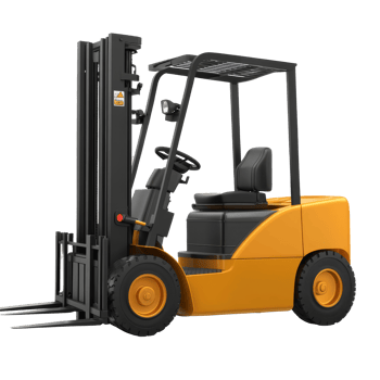 Heavyduty forklift for efficient warehouse operations, designed for easy maneuverability, Forklift for working in warehouse isolated on transparent background Electric loader for loading goods png