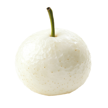 Fresh snow pear isolated on a transparent background showcasing its smooth texture and natural color, Snow pear isolated on transparent background png