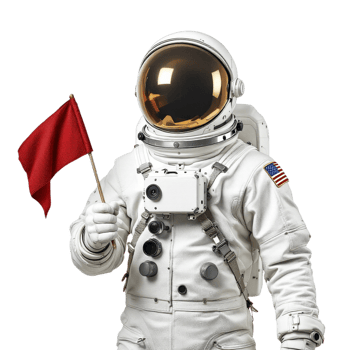 An astronaut in space suit holding a red flag png