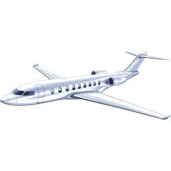 White Private Jet in Flight png