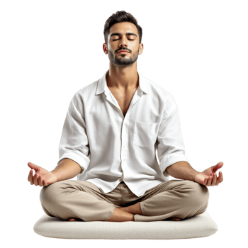 A man is meditating in a lotus position png