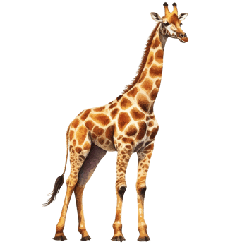 A watercolor painting of a giraffe standing tall against a transparent background in a vibrant artistic style, Watercolor giraffe isolated on transparent background png