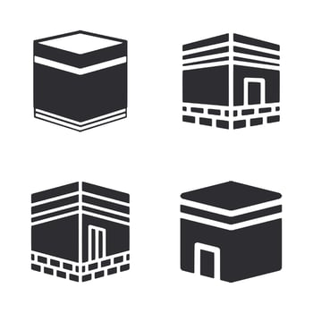 Four different buildings with a black outline vector