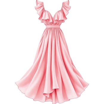 Pink Ruffle Trimmed Maxi Dress png