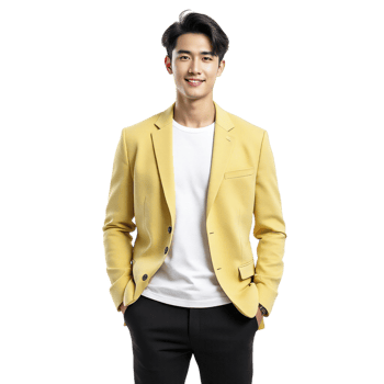 A man in a yellow blazer and black pants png