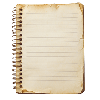 Striped notebook paper with spiral binding placed on a clean transparent background for writing and creativity activities, striped notebook paper on isolated on transparent background png