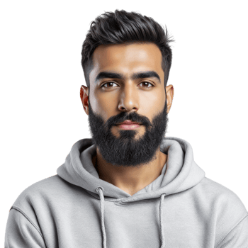 A man with a beard and a hoodie png
