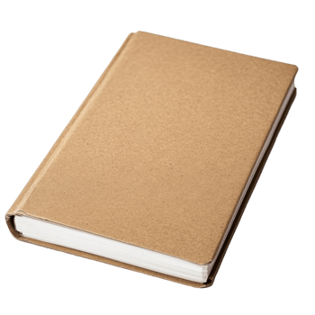 Closed brown paper notebook resting on a clean surface, showcasing its textured cover, Closed brown paper notebook. Realisticphotography isolated on transparent background. png