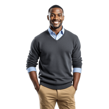 A man in a sweater and khaki pants png