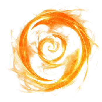 Vivid orange lightning swirl isolated against a clean transparent background showcasing dynamic energy movement, Orange Lightning Swirl Isolated on transparent backgroundfor Energy and Power Concepts png