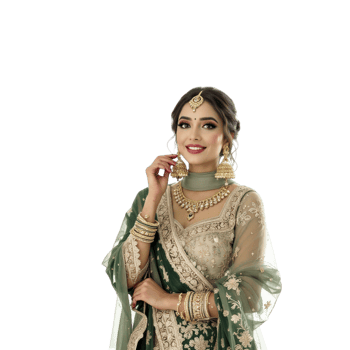 A beautiful woman in green lehenga png