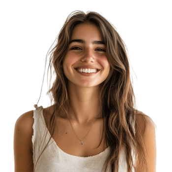 Happy young Uruguayan woman smiling brightly against a plain background indoors, Young Uruguayan woman happy and smiling isolated png