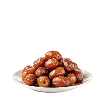 A plate of dates on a black background png