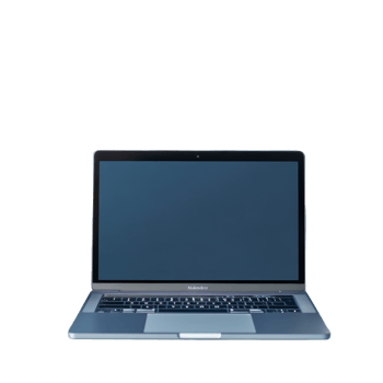 Clean workspace with an isolated laptop and minimalistic plants on a light blue table, Laptop Isolated png
