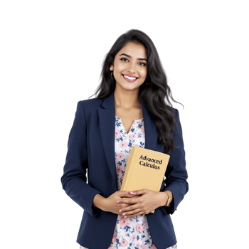 A woman in a blue suit holding a book png