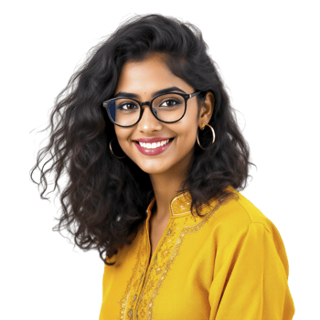 A woman with glasses and a yellow shirt png