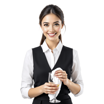 A waitress holding a glass of wine png